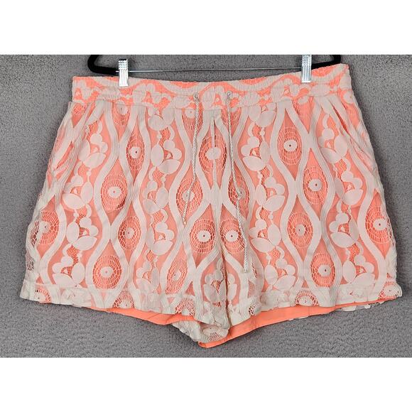 LANE BRYANT Shorts Womens 18/20 Orange Peach Beach Summer Elastic Band Swimming - Picture 1 of 14